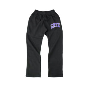 Corteiz Dropout Sweatpants – Black with Purple Logo